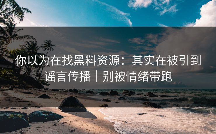 你以为在找黑料资源：其实在被引到谣言传播｜别被情绪带跑