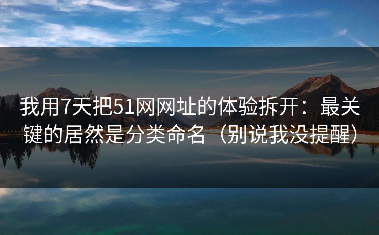 我用7天把51网网址的体验拆开:最关键的居然是分类命名(别说我没提醒) 我用7天把51网网址的体验拆开:最关键的居然是分类命名(别说我没提醒)
