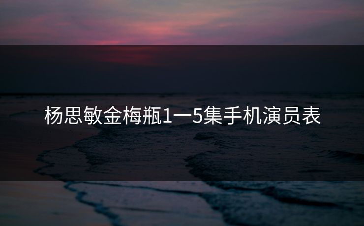 杨思敏金梅瓶1一5集手机演员表