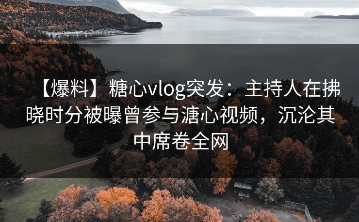 【爆料】糖心vlog突发：主持人在拂晓时分被曝曾参与溏心视频，沉沦其中席卷全网